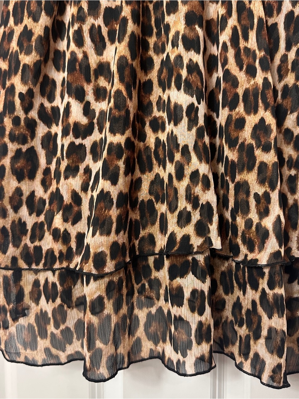 MNG Leopard Print Ruffled Long Sleeve Dress - Brown/Tan/Black - Picture 12 of 12